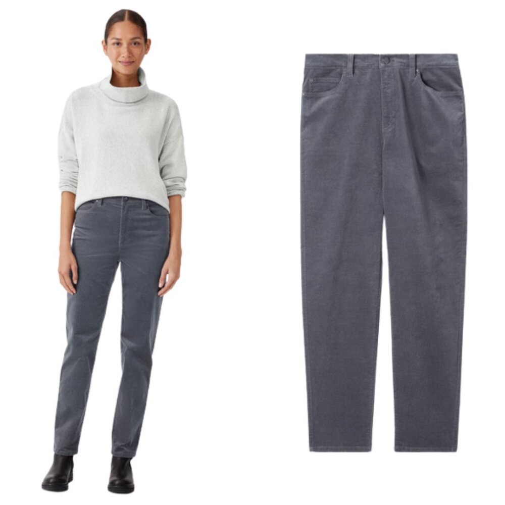 Eileen Fisher Straight Leg Pants Organic Cotton Stretch SLATE Gray SZ XS - NEW!